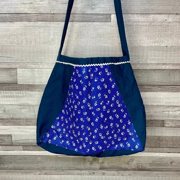 Kézműves kék pakolós táska