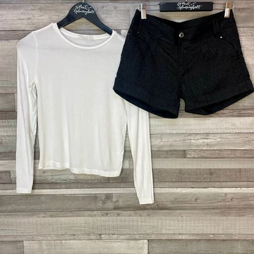 Mango fehér felső, Stradivarius rövidnadrág szett 34