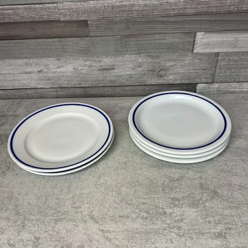 Alföldi porcelán retro kék csíkos kistányér szett