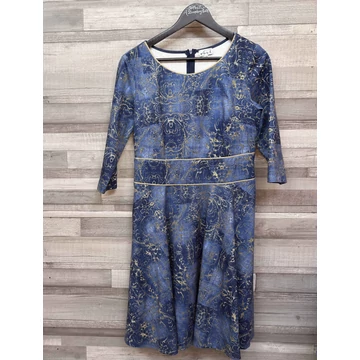 Pola kék- arany mintás bársonyruha 42