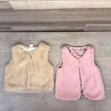 H&amp;M, So cute pihe-puha pink és bézs kislány mellény szett 2-3 év