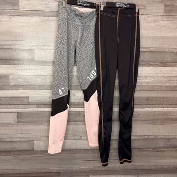 H&amp;M szürke-rózsaszín, Esmara fekete lány leggings szett 146/152
