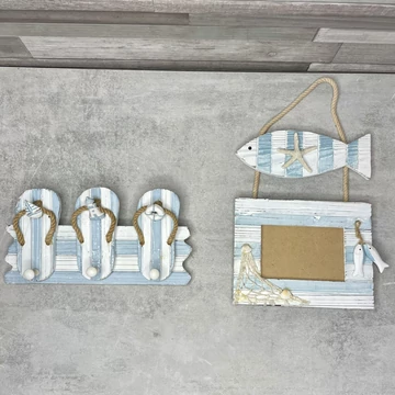 Világoskék-fehér nyári fali dísz szett