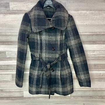 Flame fekete kockás szövetkabát M