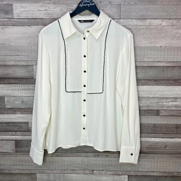 Zara törtfehér elegáns blúz fekete-arany gombokkal M
