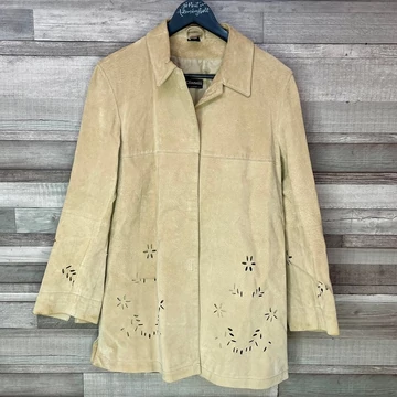 Cianelli Leather bézs áttört mintás női bőrkabát 36