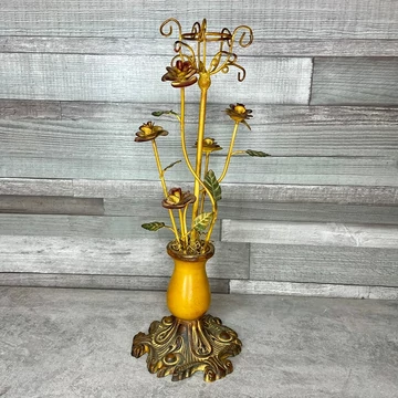 Vintage rózsás fém ékszertartó állvány