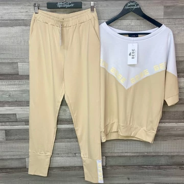 Bebe bézs-fehér szabadidő szett M