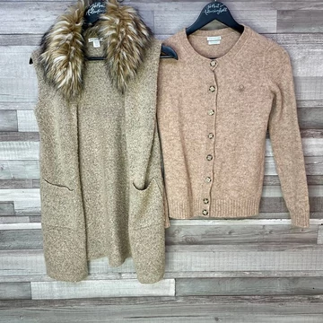 Benetton, Primark világosbarna kardigán szett 146-152