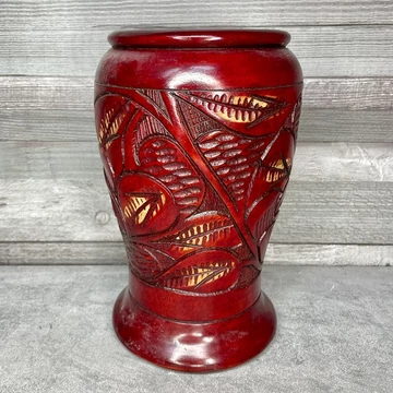 Faragott fa nagyméretű dísz váza