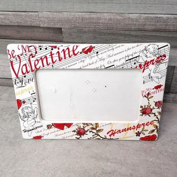 Be my Valentine feliratú szerelmes kerámia képkeret