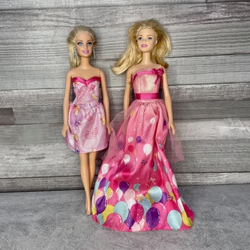 Barbie baba rózsaszín ruhás lány játék szett