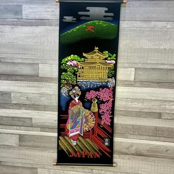 Japán falra akasztható falikép Kinkaku-ji templom képpel, Gésával