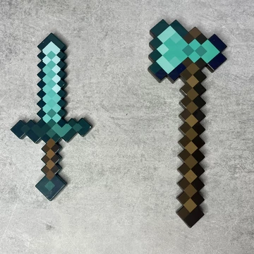 Minecraft gyémánt kard, fejsze műanyag játék szett