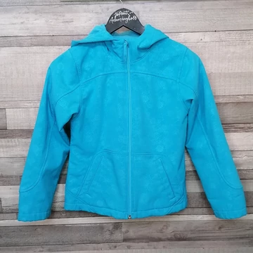 Türkiz kék pókháló mintás kislány kabát 128