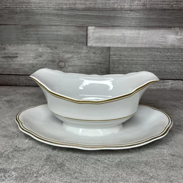 Zsolnay porcelán szószos tál aranyozott díszítéssel