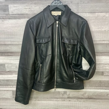 Green Fashion fekete zsebes műbőr dzseki L-XL