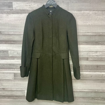 H&amp;amp;M sötétzöld gyapjú szövetkabát 32