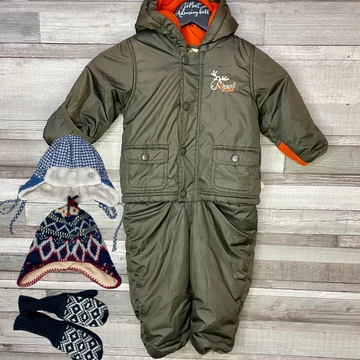 Papagino Fjord Life kisfiú overál 2 db sapkával 1 pár kesztyűvel szett 80-as