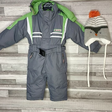 Nice Wear szürke-zöld kisfiú téli overál sapkával szett 68