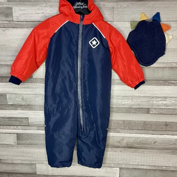 Lupilu sötétkék-piros téli overál sapkával szett 92