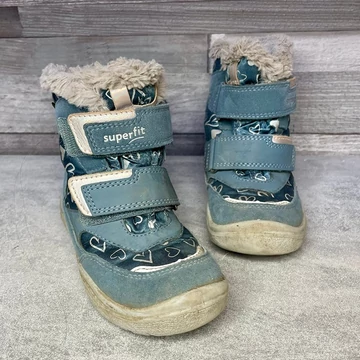Superfit kislány bundás kék szívecskés téli csizma 27