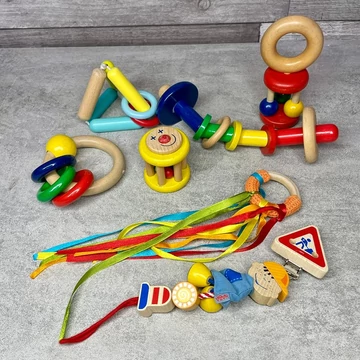 Retro fa színes babajáték szett