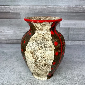 Retro iparművészeti pöttyös kerámia váza