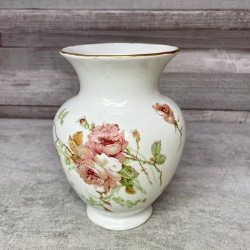 Aquincum Budapest aranyozott rózsa mintás porcelán váza