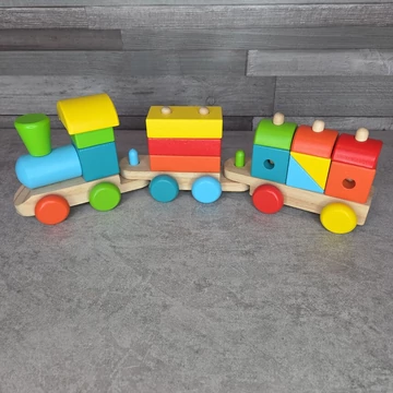 Regio játék 14 db-os fa kisvonat saját dobozában