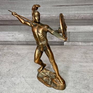 Spártai görög harcos bronzírozott fém szobor