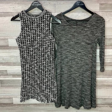 River Island fekete-fehér lyukacsos kötött ruha UK 6, szürke ruha S-M szett