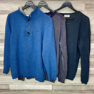 Jack&amp;amp;Jones, Crew Clothing kék kötött pulóver szett M-L