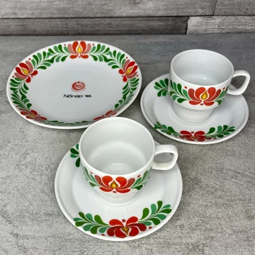 Hollóháza Hungary, Hollóházi virágmintás porcelán kávés szett 1986-os Nőnapi kiadás