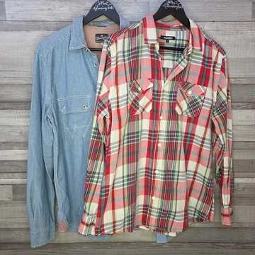 Peacocks és Wrangler férfi kockás ing és farmering szett, L