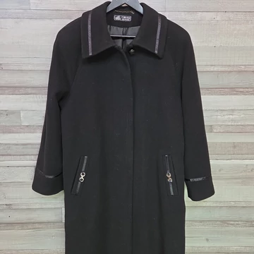 Esznor hosszú fekete női szövetkabát, XL