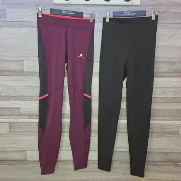 Decathlon Domyos bordó-fekete sportleggings szett, 2XS