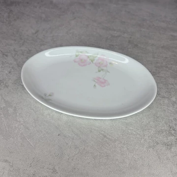 Alföldi porcelán pasztell rózsaszín virágos ovális kínáló tányér