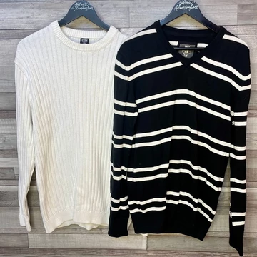 LOGG csíkos, Fishbone fehér férfi pulóver szett M