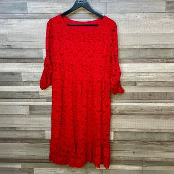 Olasz piros csipkés női ruha 40-42