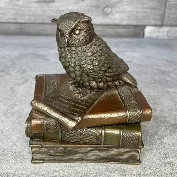Veronese Design könyveken ülő bagoly figura rejtett ékszertartóval