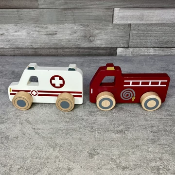 Little Dutch fa tűzoltó, mentőautó játék szett