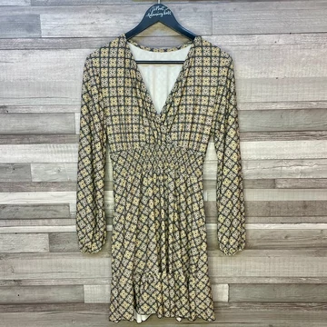 Sárgás barna mintás női ruha 36-38