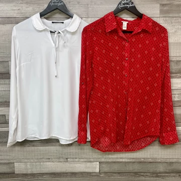 Mohito fehér blúz, Forever21 piros mintás blúz S-M szett