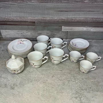 ARPO Romania, Fine Porcelain lila virágos kávés-teás porcelán szett