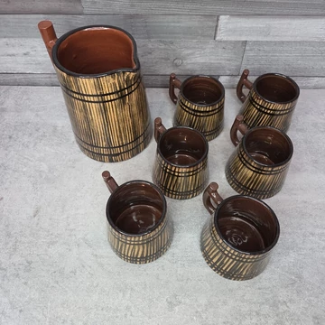 Retro bolgár kerámia asztali borozó készlet