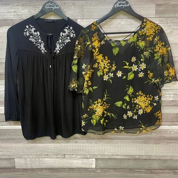 Mango virágmintás, Mohito fekete blúz szett S-M