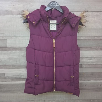 H&amp;amp;M lila kamaszlány mellény levehető szőrmés kapucnival, 14 év