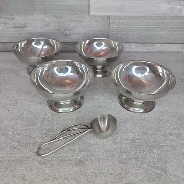 Retro rozsdamentes acél fagylaltos kehely szett adagolókanállal