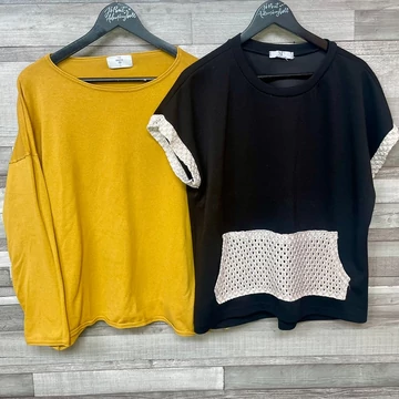 C&amp;amp;A Basic sárga, M New Collection fekete felső szett XL